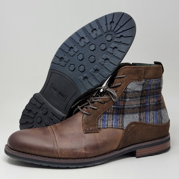 STACY ADAMS Men’s Octavius Cap Toe Inside Zip Boots Brown Size 12 Pre-owned - Picture 1 of 10